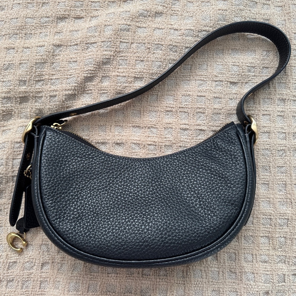 Coach Soft Pebble Leather Luna Shoulder Bag in Black